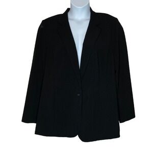 Catherines Womens New Classic Blazer Jacket Plus Size 1X Black Career Office